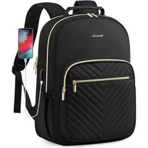 Womens Quilted Laptop Backpack Purse USB Work Travel School Bag Fits 15 Inch